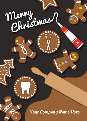 Dental Gingerbread Christmas Card (Glossy White) 