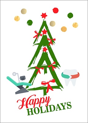 Dentists Tree Holiday Card (Glossy White) 