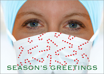 Mask Nurse Christmas Card (Glossy White) 