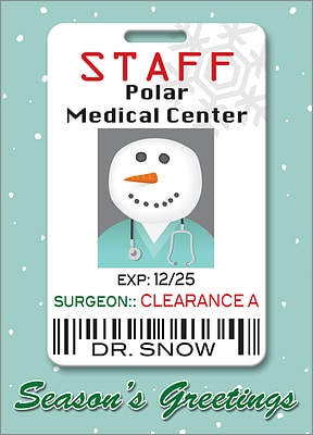 Medical Christmas Card Badge (Glossy White) 