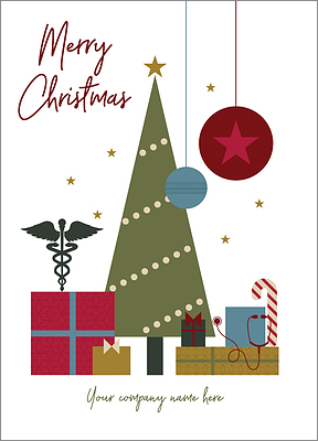 Medical Green Tree Christmas Card (Glossy White) 