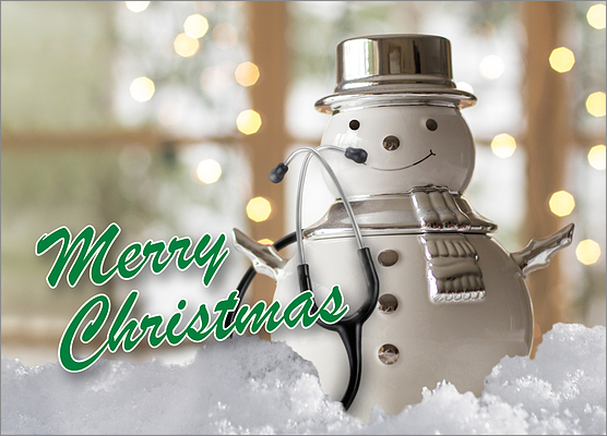 Medical Snowman Holiday Card (Glossy White) 