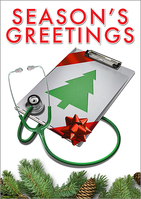 Nursing Clipboard Christmas Card (Glossy White) 