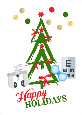 Optometrists Tree Holiday Card (Glossy White) 