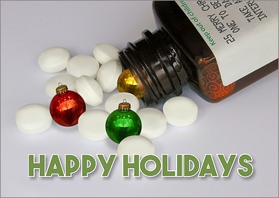 Ornament Pills Christmas Card (Glossy White) 