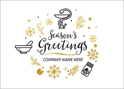Pharmacy Icons Christmas Card (Glossy White) 