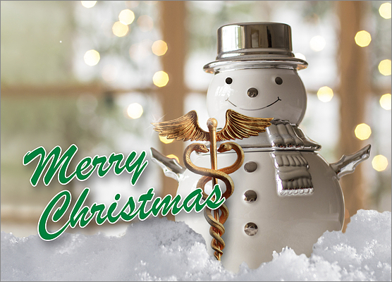 Pharmacy Snowman Holiday Card (Glossy White) 