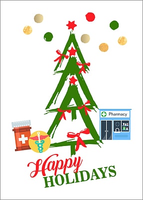 Pharmacy Tree Holiday Card (Glossy White) 