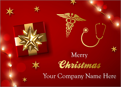 Red Veterinary Christmas Card (Glossy White) 