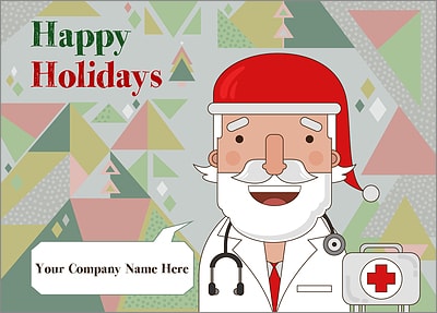 Santa Medical Christmas Card (Glossy White) 