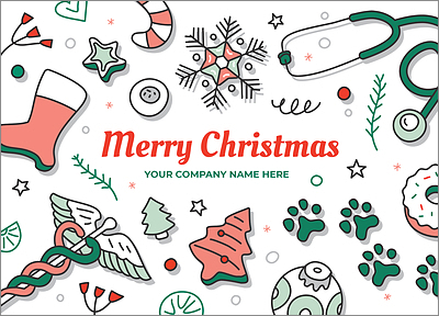 Veterinary Merry Holiday Card (Glossy White) 